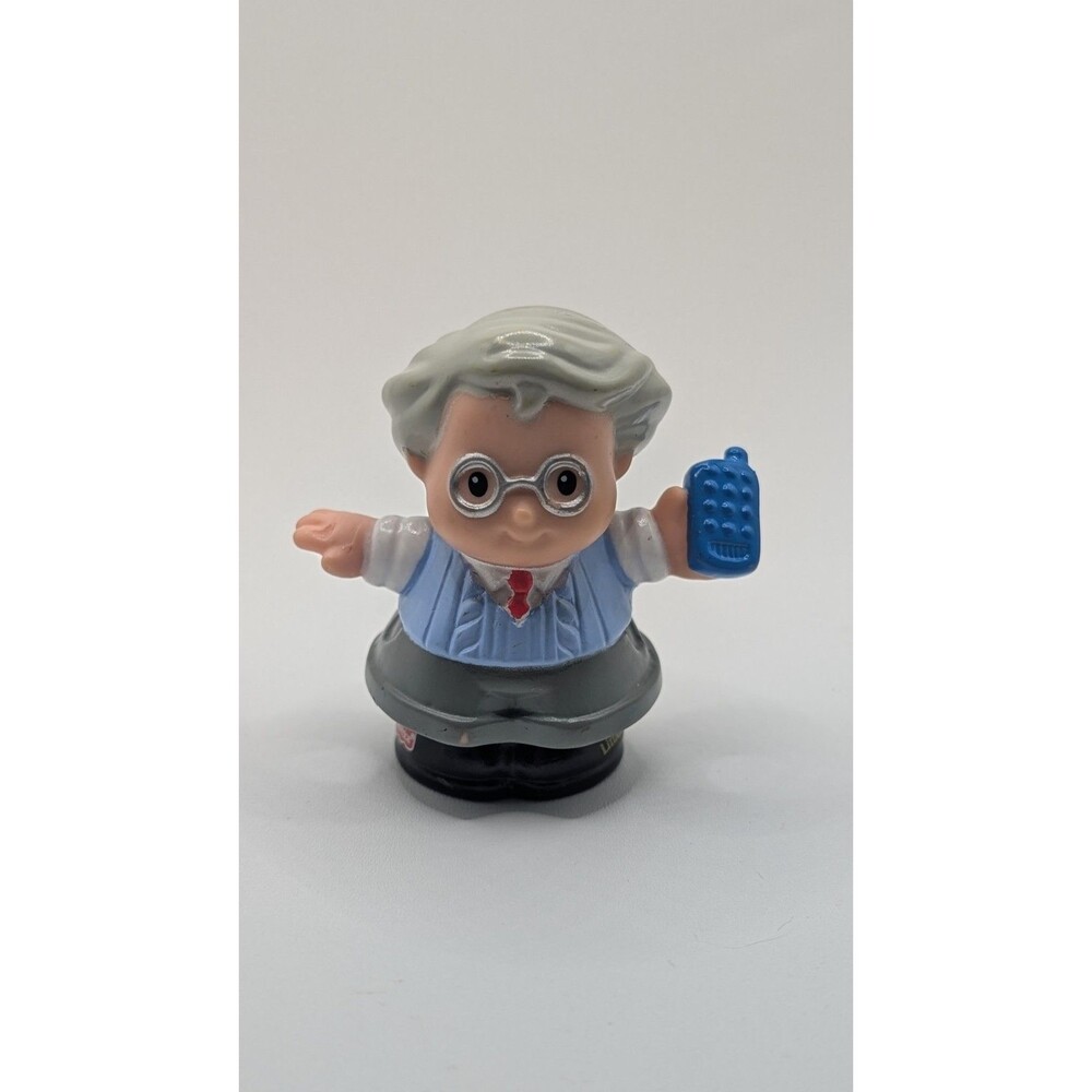 Fisher Price Little People GRANDPA GRANDFATHER w/ CELL PHONE Grey-haired